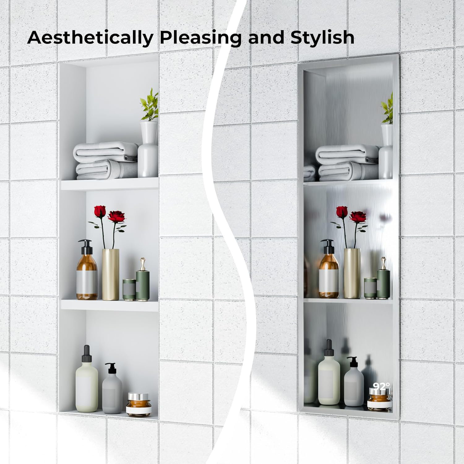 Latitude Run® 304 Stainless Steel Shower Niche | Bathroom Wall Niche ...